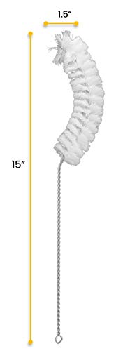 EISCO Curved, Flask Cleaning Brush, 15" - Twisted Stainless Steel Wire Handle - Ideal for Labware, Glassware, Beakers, Bottles, Jars, Cups, Vases up to 6.25" Diameter