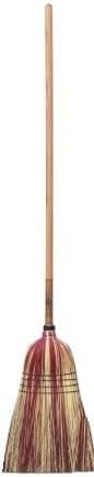 Authentic Amish Multi Color Broom - Heavy Duty Corn Straw & Solid Hardwood (Black & Natural)