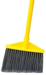 RUBBERMAID Brute Angled Large Broom, Poly Bristles, 46-7/8" Metal Handle, Yellow/Gray (Case of 4)