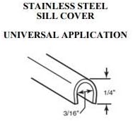 KC Sliding Door Repair Track Cover- Repair Sliding Glass Door Aluminum Tracks 1/4” x 8’, Stainless Steel (96" Length)