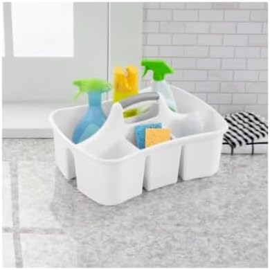 Large Cleaning Caddy Tote with Dividers - Premium Multi-Compartment Organizer for Cleaning Supplies, Bathroom Essentials, and Household Chemicals | Heavy-Duty Handles & Sturdy Design