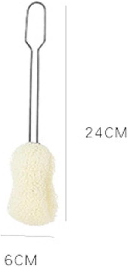 Hemoton Bottle Cleaning Brush with Replaceable Sponge Head and Long Stainless Steel Handle 9.44In for Baby Bottles Glass Bottles Water Cups