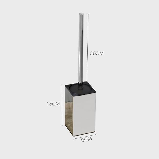 Toilet Brush and Holder, Stainless Steel Square Toilet Bowl Brush Freestanding with Lid,Toilet Cleaner Brush Set for Bathroom Storage,Brushed Silver