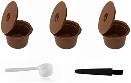 LIGICKY Set of 3 Refillable Coffee Capsules Cup Filter for Caffitaly Coffee Machine Supplies with Spoon and Cleaning Brush.