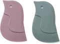 Pan Scraper Silicone Scraper, Penguin Shape Kitchen Cleaning Tool Pans Bowls Baking Washing Cleaning Tools Plate Scraper(Green+Pink)