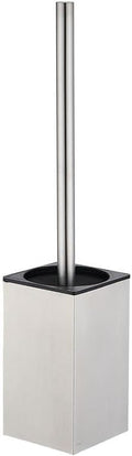 Toilet Brush and Holder, Stainless Steel Square Toilet Bowl Brush Freestanding with Lid,Toilet Cleaner Brush Set for Bathroom Storage,Brushed Silver