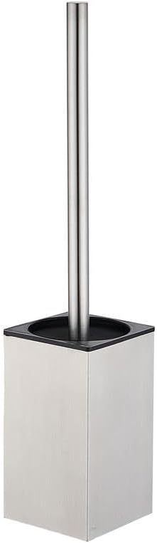 Toilet Brush and Holder, Stainless Steel Square Toilet Bowl Brush Freestanding with Lid,Toilet Cleaner Brush Set for Bathroom Storage,Brushed Silver