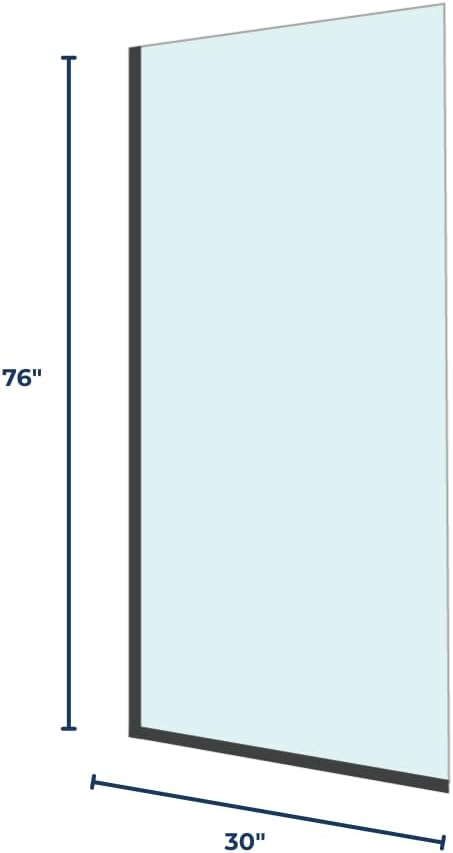 Fixed Glass Shower Wall Panel, 10mm Thick Glass Door 30" x 76", Frameless Tempered Glass Door for Shower, Bathroom Shower Screen with Brushed Nickel Finish by Yana Glass and Mirror