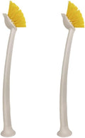 2 Pcs Scrub Brush with Handle 11'' Dish Scrubber Brush Kitchen Sink Brush Long Handle Dish Cleaning Brush for Kitchen Dishes Pot Sink Cleaning,Yellow