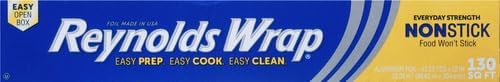 Reynolds Wrap Non Stick Aluminum Foil,Nonstick Aluminum Foil Roll,Prevents Food Sticking and Messy Cleanup,Great for Covering Casseroles and leftovers,43.33 Yards x 12 Inches,130 Sq.Ft.,(Pack of 12)