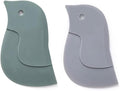 Pan Scraper Silicone Scraper, Penguin Shape Kitchen Cleaning Tool Pans Bowls Baking Washing Cleaning Tools Plate Scraper(Green+Grey)