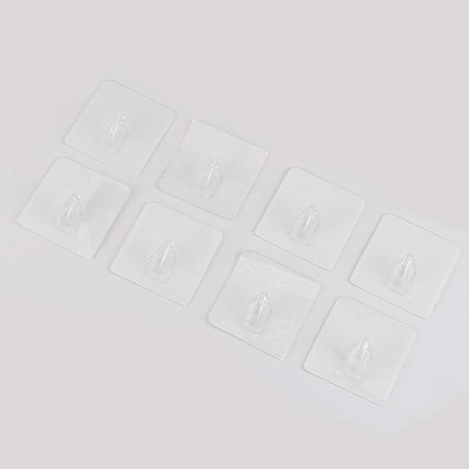 Hawsam 8PCS Clear Adhesive Sticky Wall Hooks,No Drilling Strong Waterproof Sticker Hanger for Kitchen, Shower and Bathroom 20kg/44lb. (Max Loading)