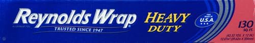 Reynolds Wrap Heavy Duty Aluminum Foil Roll, Thick Heavy Duty Foil for Added Strength and Durability, Secure Easy Open and Close Tab, 12 Inches Wide, 130 Sq. Ft. (Pack of 2)