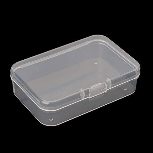 AKOAK Clear Polypropylene Rectangle Mini Storage Containers Box with Hinged Lid for Accessories,Crafts,Learning Supplies,Screws,Drills,Battery,Pack of 4 (3.26" x 2.12" x 0.7")