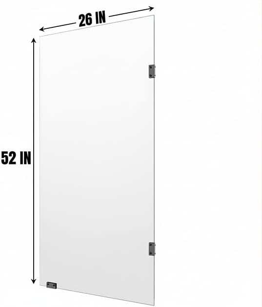 Frameless Shower Door ，1/4" (6mm) Clear Tempered Glass Shower Screen with Explosion-Proof Film, 26" W x52 H Single Shower Doors for Small Bathroom, Matte Black