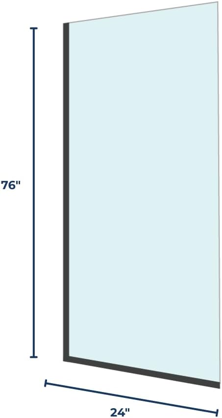 Fixed Glass Shower Wall Panel, 10mm Thick Glass Door 24" x 76", Frameless Tempered Glass Door for Shower, Bathroom Shower Screen with Brushed Nickel Finish by Yana Glass and Mirror