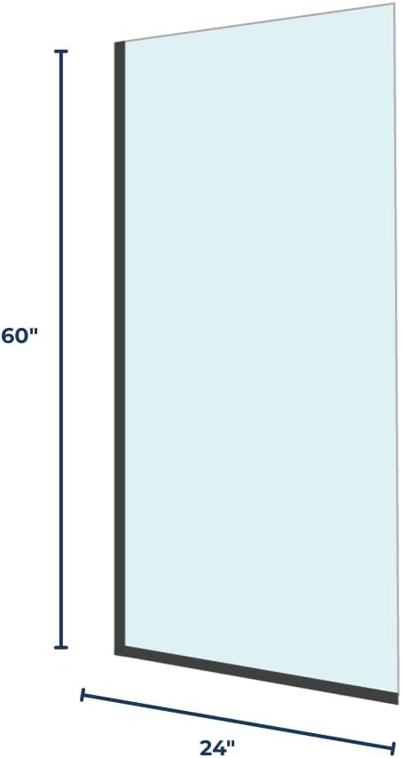 Yana Frameless Shower Door Screen, Fixed Shower Door Panels 3/8" Thick Tempered Glass, Water Repellent, Reversible Shower Wall Panel with Brushed Nickel Finish 24" x 60"