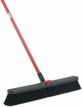 24 in Sweep Face Smooth Surface Push Broom, 3 in Bristle, 60 in L Red Handle, Mfr: 801-A
