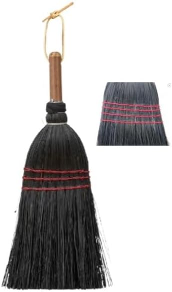 Black Deluxe Whisk Broom - Amish Corn Straw Hand Brush & Handle