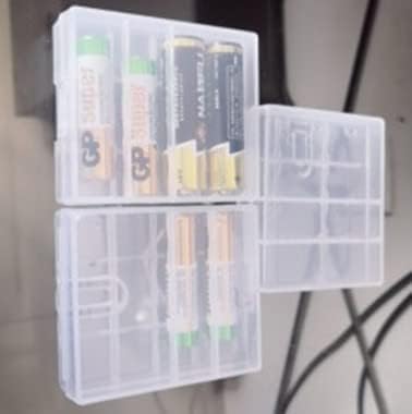 Fielect 3Pcs 18650 Battery Storage Case Holder Organizer 4 Capacity Battery Storage Box for 18650 Battery, Transparent