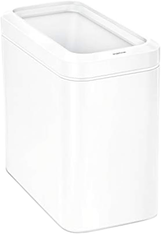simplehuman 25 Liter / 6.6 Gallon Slim Open Top Small Trash Can, Commercial Grade Heavy Gauge Office Trash Can, White Stainless Steel