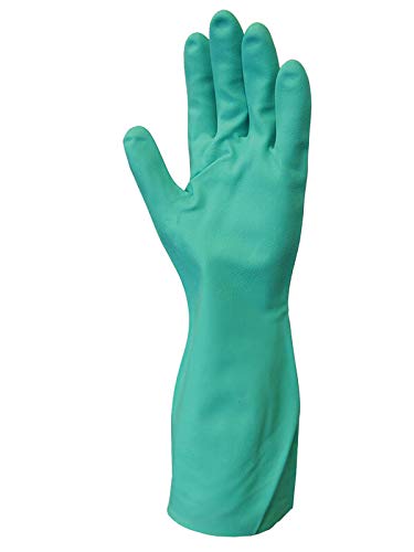 SHOWA 730 Nitrile Chemical Resistant Safety Glove with Cotton Flocked Liner, Food Safe, 15 Mil Thick, 13" Length, Large (12 Pair)