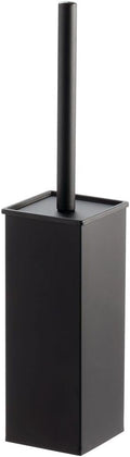 mDesign Steel Square Modern Toilet Bowl Brush and Holder for Bathroom Storage and Organization, Compact Free-Standing Design, Covered Brush - Sturdy, Deep Cleaning - Citi Collection - Matte Black