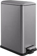 12 Gallon Slim Trash Can Kitchen, Stainless Steel Large Trash Can with Lid, Removal Inner Bucket, Pedal Kitchen Trash Can 45 Liter, Kohler Grey