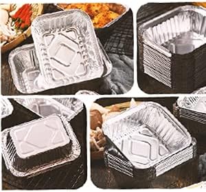 25pack- 8 x 8 Aluminum foil Pans Disposable Heavy Duty Square baking Cake Pan, Cooking Tins Homemade Breads Oven Pans,Foil Pan, Baking pan Roasting
