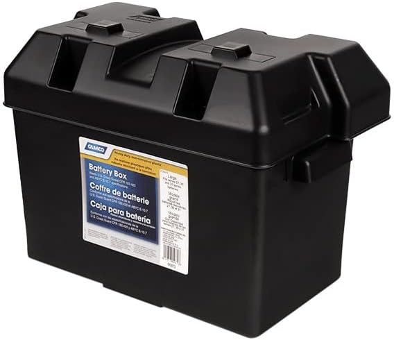 Camco Large Battery Box with Straps and Hardware - Group 27, 30, 31 |Safely Stores RV, Automotive, and Marine Batteries | Measures Inside 7-1/4" x 13-1/4" x 8-5/8" | (55372)