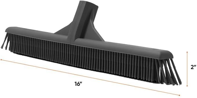 Superio Silicone Broom Head – Carpet Rake & Rubber Broom for Pet Hair on Carpet & Hardwood Floors, Slim Design for Floor Cleaning – Head Only
