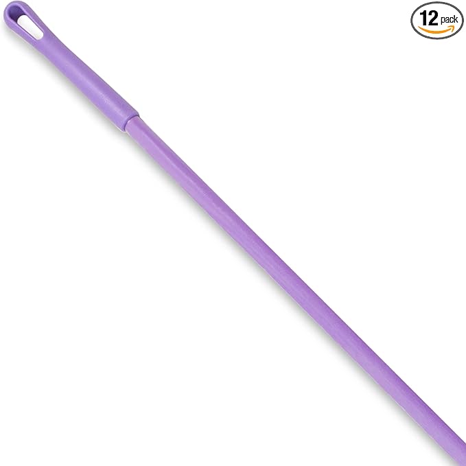 SPARTA Fiberglass Broomstick Replacement Broom Handle with Acme Threaded Tip for Industrial Cleaning Tools, Fiberglass, 60 Inches, Purple, (Pack of 12)