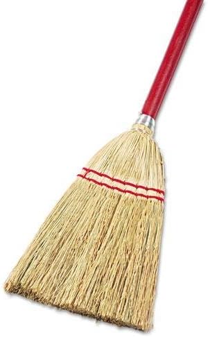 951TCT Lobby/Toy Broom, Corn Fiber Bristles, 39" Wood Handle, Red/Yellow