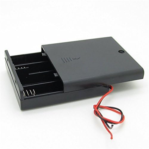 Enclosed Box Case for AA 4 Cell Battery Storage Holder with Switch and Cover