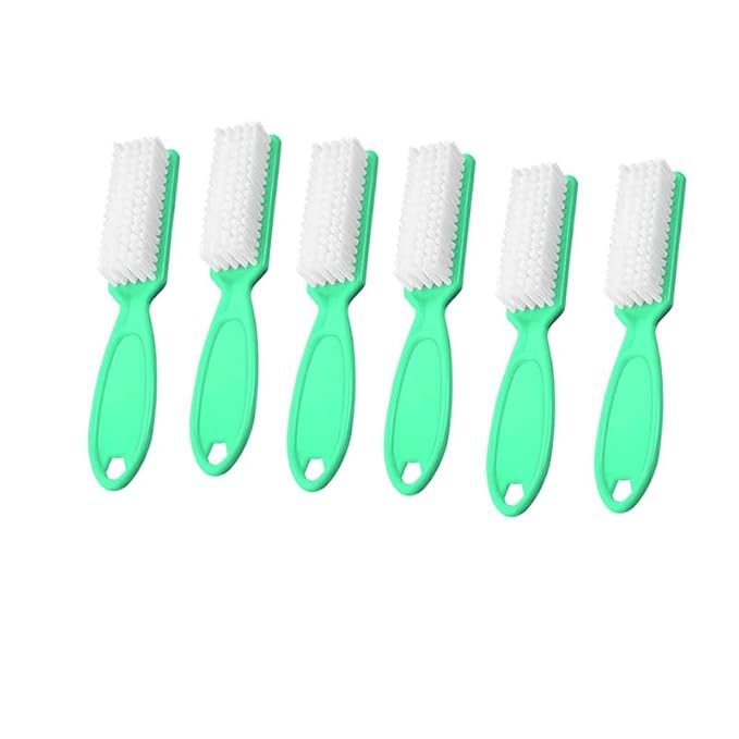 6Pcs Nail Brush for Cleaning Fingernails, Handle Grip Cleaning Brush for Nail and Toenail, Nail Dust Brush Manicure Pedicure Tools Scrubbing Brush Women Men Home Salon(Green)