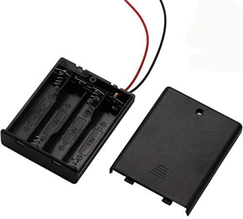 6 Pieces 4 Slots x 1.5V AAA Battery Case Holder Battery Spring Clip Storage Box Wire Leads with On/Off Switch