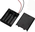 6 Pieces 4 Slots x 1.5V AAA Battery Case Holder Battery Spring Clip Storage Box Wire Leads with On/Off Switch