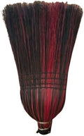 Authentic Amish Multi Color Broom - Heavy Duty Corn Straw & Solid Hardwood (Red & Black)