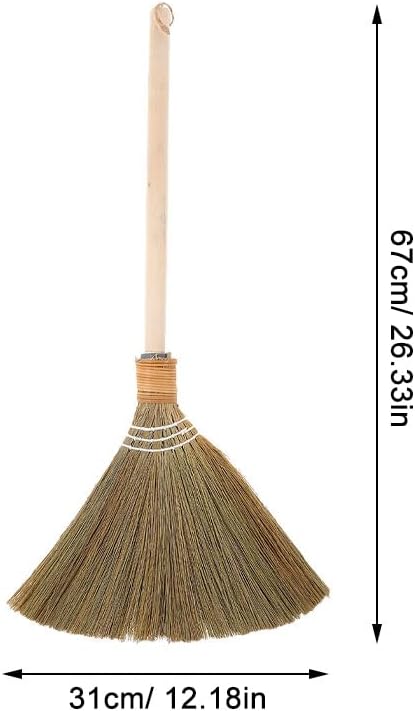 Traditional Vietnamese Corn Whisk Broom with Soft Bristles Detachable Handle for Indoor and Outdoor Cleaning Living Room Kitchen Garage