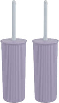 Superio Decorative Plastic Toilet Bowl Brush and Holder Set, Cleaner Scrubber for Bathroom (2, Lilac)