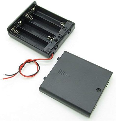 Enclosed Box Case for AA 4 Cell Battery Storage Holder with Switch and Cover