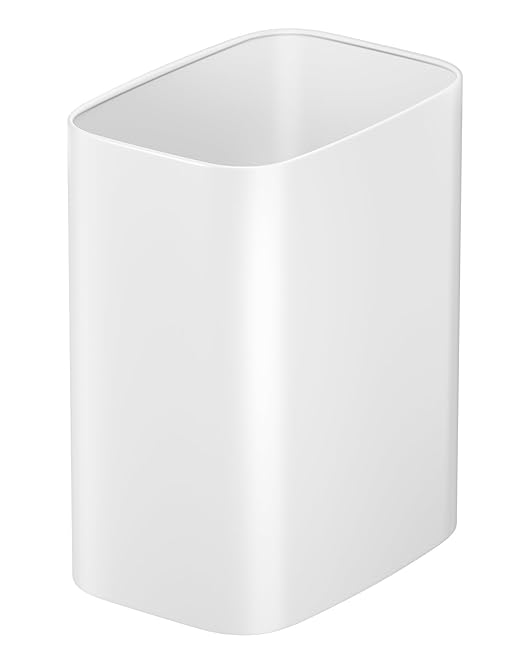 Cesun Small Bathroom Trash Can, 3.4 Gallon Metal Garbage Can, Slim Stainless Steel Waste Basket for Dorm, Bedroom, Office, Toilet, Near Desk, Under Sink (White)