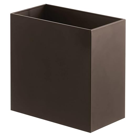 mDesign Small Steel Rectangular 2.4 Gallon/9.1 Liter Trash Can, Waste Basket for Bathroom, Bedroom, Home Office - Holds Garbage, Recycling, Household Items - Linn Collection - Bronze