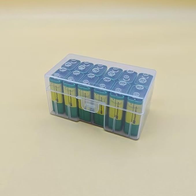 RUIAN 12 x 9V Batteries Organizer Protective Container, Hard Plastic Large Battery Storage Box Holder, Clear, White
