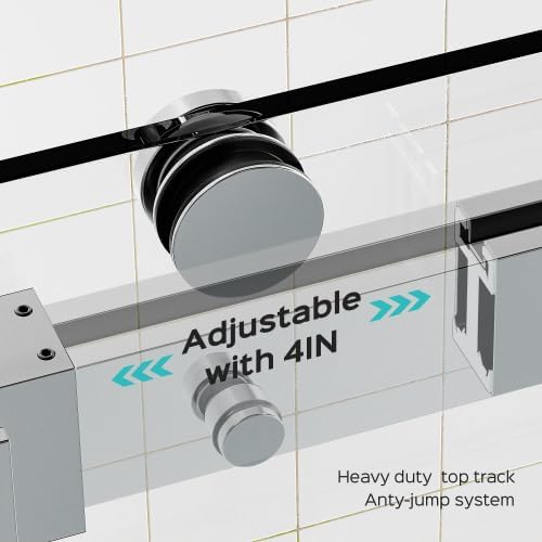 Shower Door 56–60 in W x 76 in H, 3/8" Tempered Glass Double Sliding Shower Door, Frameless Chrome, Exquisite Rolling Track Design, Reversible Installation for Modern Bathroom
