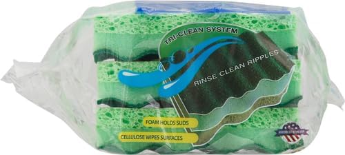 Dawn Power Clean Wedge-Shaped Scrubber Sponges, Green (Pack of 3)