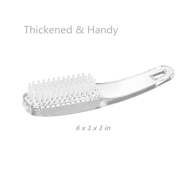 3Pcs Nail Cleaning Brushes, Thick Handle Hand Fingernail Clean Brush Manicure Tools Scrub Cleaning Brushes for Toes and Nails (Clear)
