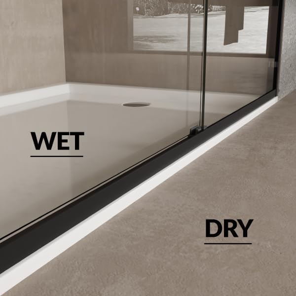 56"-60" W x 72" H Double Sliding Shower Door - Semi-Frameless Bypass Bathroom Door with 1/4" Tempered Glass, Matte Black Finish, for Walk-in Shower & Bathroom