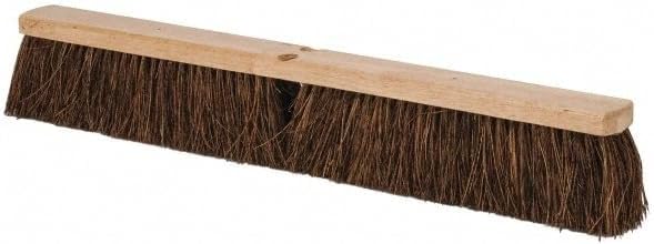 PRO-SOURCE Push Broom 24" Wide, Palmyra Bristle - 4" Bristle Length, Wood Block, Threaded Handle Connection Part #RS24-PLM