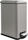Bathroom Bin 10L, Small Kitchen Bins with Soft Close Lid,Slim Pedal Bin with Removable Inner Bucket,Small Bins for Bathroom,Kitchen,Bedroom,and Office,grey